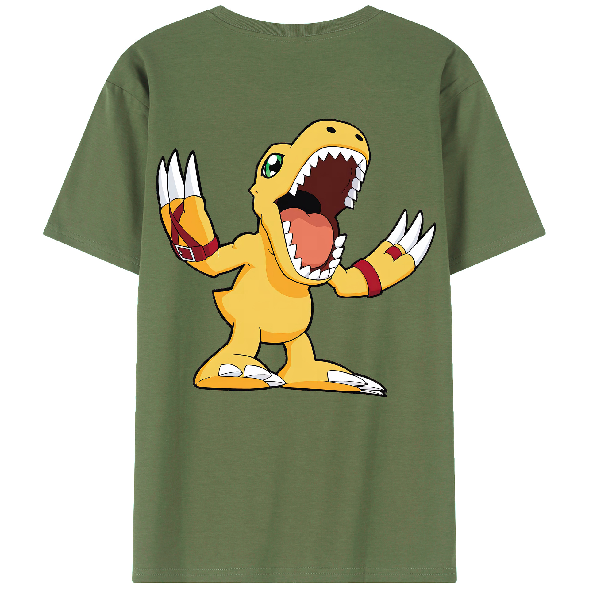 （画像用） Digimon デジタルモンスター/デジモン 綿100％ メンズ半袖Tシャツ（バックプリント） 通気性
